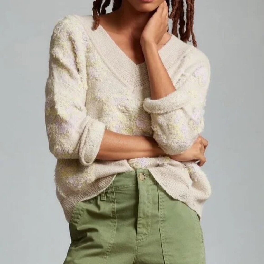 Anthropologie Textured V-Neck Sweater